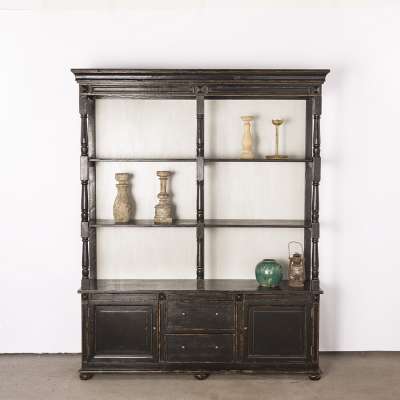 New design black solid wood bookcase